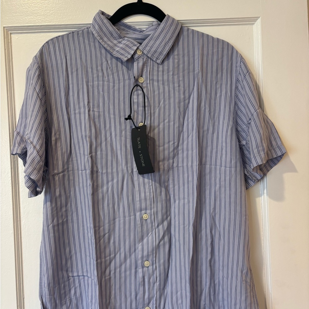 Navy Blue Striped Men's Shirt